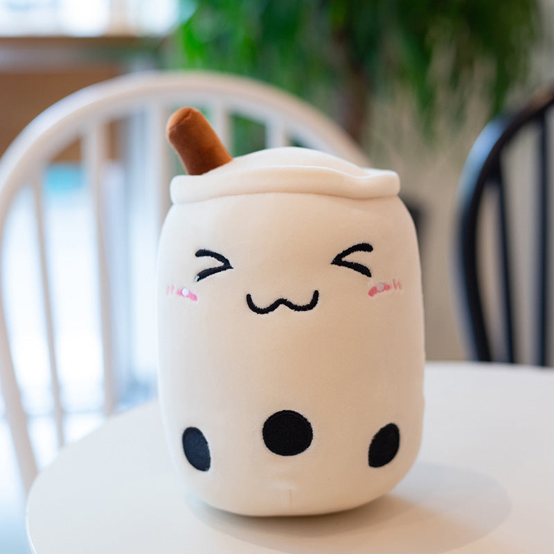 Cute Fruit Drink Plush Stuffed Soft Strawberry Milk Tea Plush Boba Tea Cup Toy Bubble Tea Pillow Cushion Kids Gift
